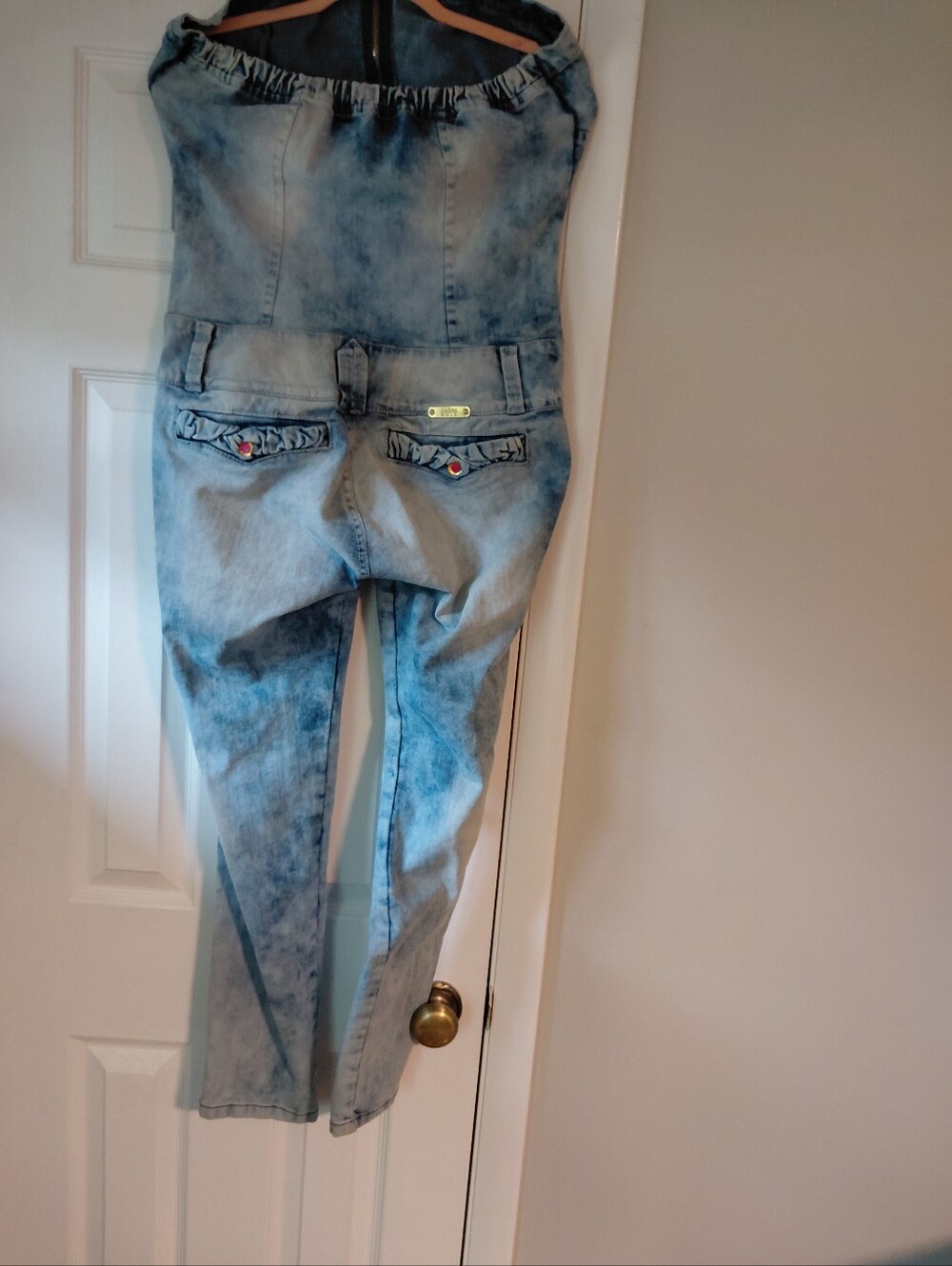 Light Blue Acid-Wash Women’s Denim Overalls